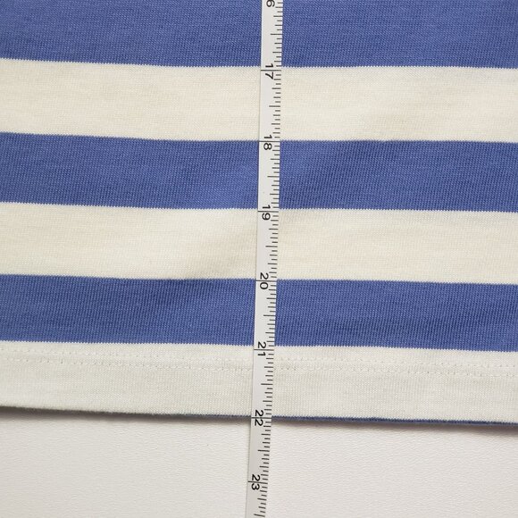 J.Crew Factory Short-Sleeve Striped Button-Shoulder Tee Women's Small Peri Blue - Picture 6 of 16